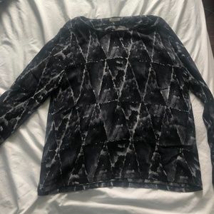 Long Sleeve Blue Printed Blouse